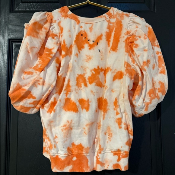 Clare V Orange and White Tie-Dye Short Sleeve Top - Picture 8 of 8